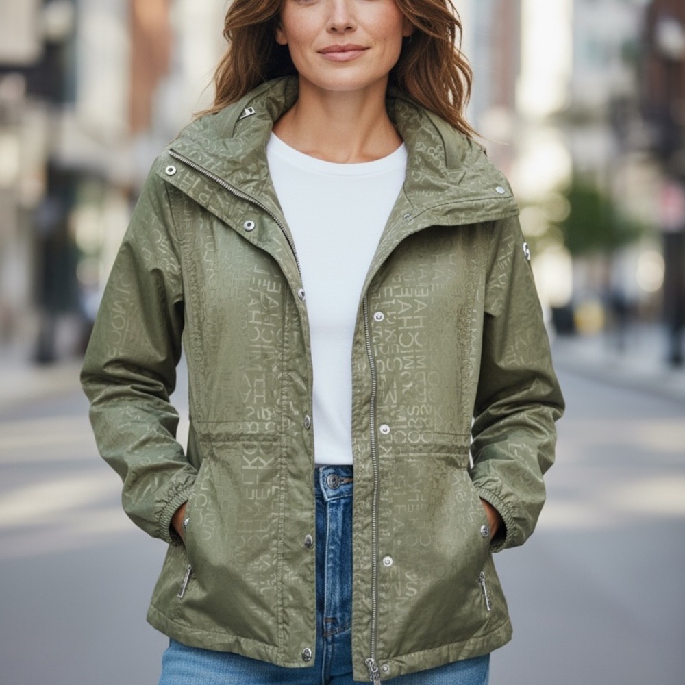 NWOT Michael Kors Olive Green Women's Jacket raincoat or light coat size large
